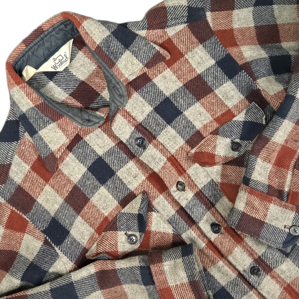 VTG Woolrich Wool Plaid Button Down Shirt Mens M Shacket USA Gorpcore Workwear